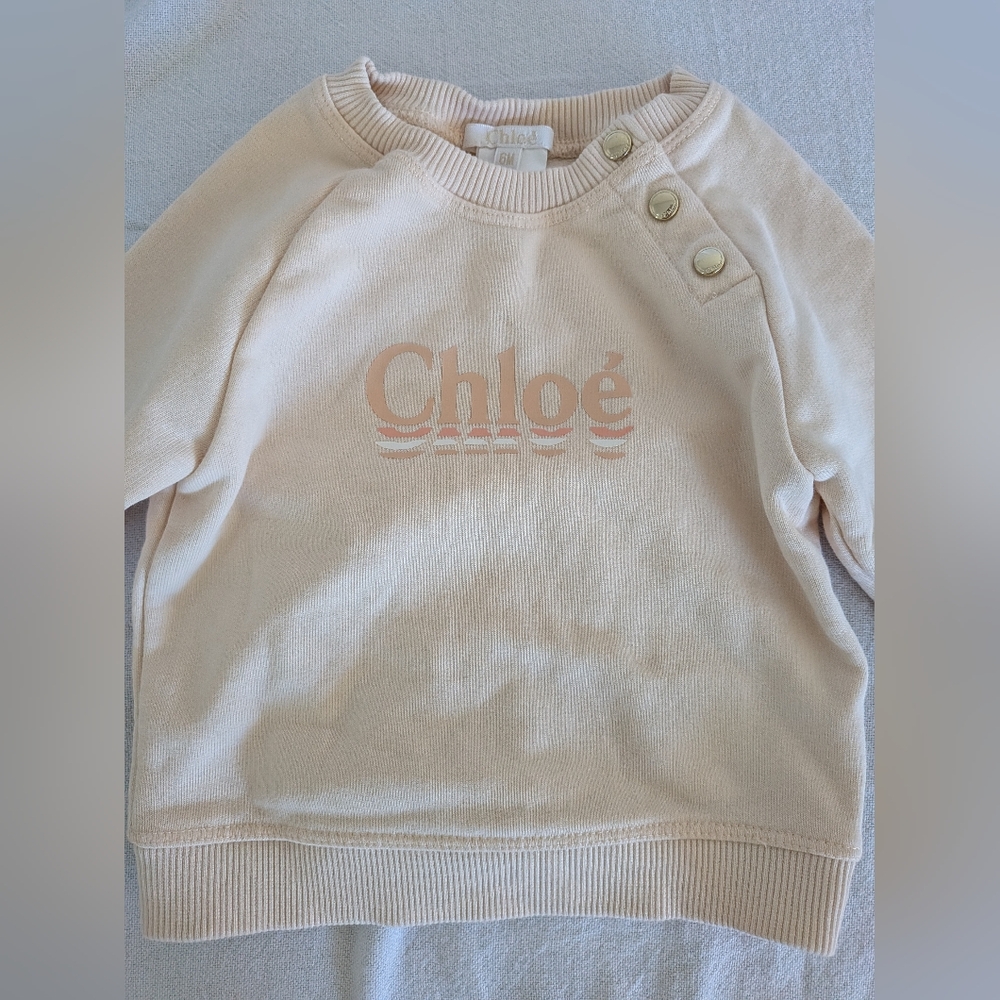 Chloe Kids Cream Sweatshirt with Button Detail